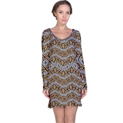 Modern Wavy Geometric Pattern Long Sleeve Nightdress by dflcprints