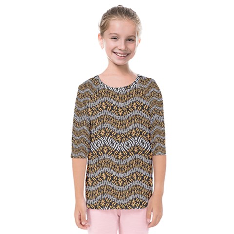 Modern Wavy Geometric Pattern Kids  Quarter Sleeve Raglan Tee by dflcprints