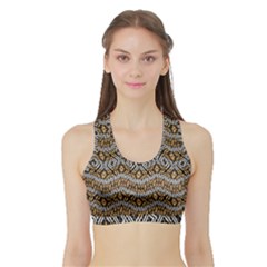 Modern Wavy Geometric Pattern Sports Bra With Border by dflcprints