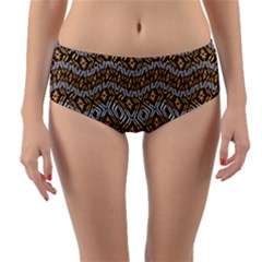 Modern Wavy Geometric Pattern Reversible Mid-waist Bikini Bottoms by dflcprints