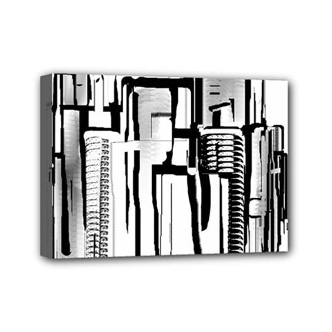 Black And White City Mini Canvas 7  X 5  by digitaldivadesigns