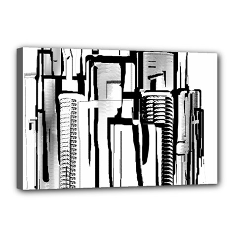 Black And White City Canvas 18  X 12  by digitaldivadesigns