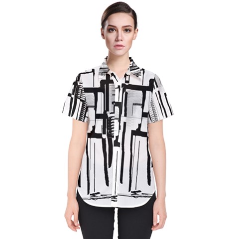 Black And White City Women s Short Sleeve Shirt by digitaldivadesigns