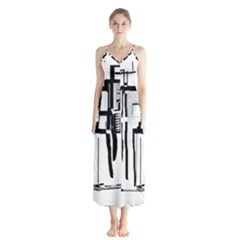 Black And White City Button Up Chiffon Maxi Dress by digitaldivadesigns