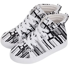 Black And White City Kid s Hi-top Skate Sneakers by digitaldivadesigns