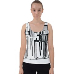 Black And White City Velvet Tank Top by digitaldivadesigns