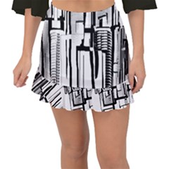 Black And White City Fishtail Mini Chiffon Skirt