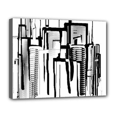 Black And White City Canvas 14  X 11  by digitaldivadesigns