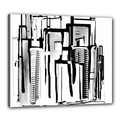 Black And White City Canvas 24  X 20  by digitaldivadesigns