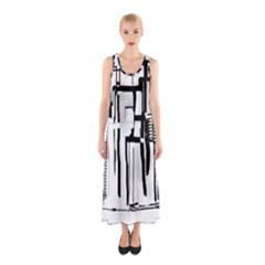 Black And White City Sleeveless Maxi Dress by digitaldivadesigns