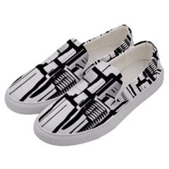 Black And White City Men s Canvas Slip Ons by digitaldivadesigns