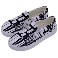 Black And White City Kids  Canvas Slip Ons by digitaldivadesigns