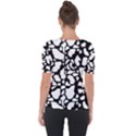 White On Black Cow Skin Shoulder Cut Out Short Sleeve Top View2