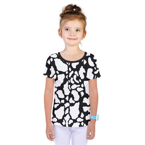 White On Black Cow Skin Kids  One Piece Tee by LoolyElzayat