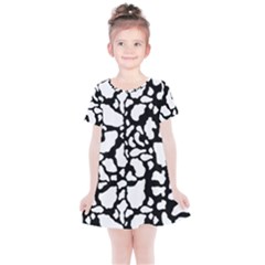 White On Black Cow Skin Kids  Simple Cotton Dress by LoolyElzayat