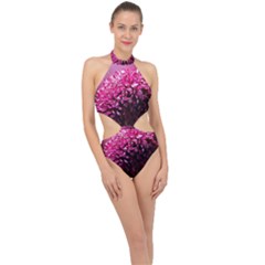 Majestic Flowers Halter Side Cut Swimsuit by LoolyElzayat