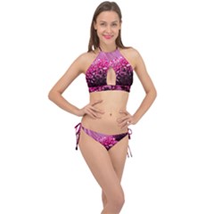 Majestic Flowers Cross Front Halter Bikini Set by LoolyElzayat