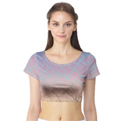 Pink Beige Elephant Skin Short Sleeve Crop Top by LoolyElzayat