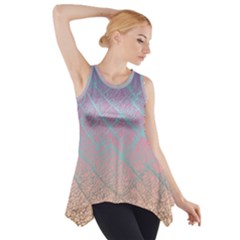 Pink Beige Elephant Skin Side Drop Tank Tunic by LoolyElzayat