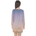 Pink Beige Elephant Skin Long Sleeve Chiffon Shift Dress  View2