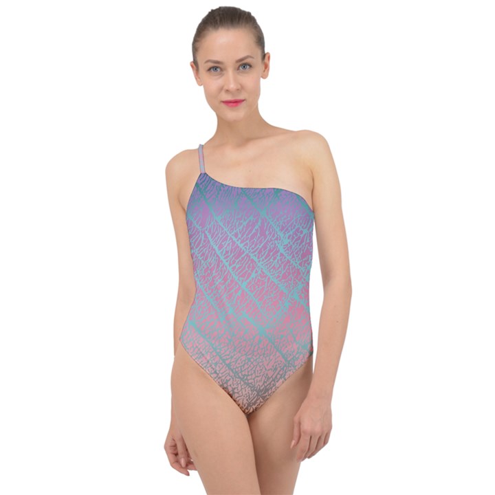 Pink Beige Elephant Skin Classic One Shoulder Swimsuit