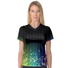 Colorful Space Rainbow Stars V-neck Sport Mesh Tee