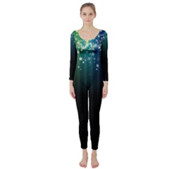 Colorful Space Rainbow Stars Long Sleeve Catsuit