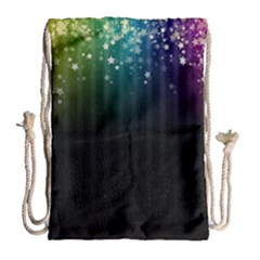 Colorful Space Rainbow Stars Drawstring Bag (large)