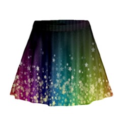 Colorful Space Rainbow Stars Mini Flare Skirt