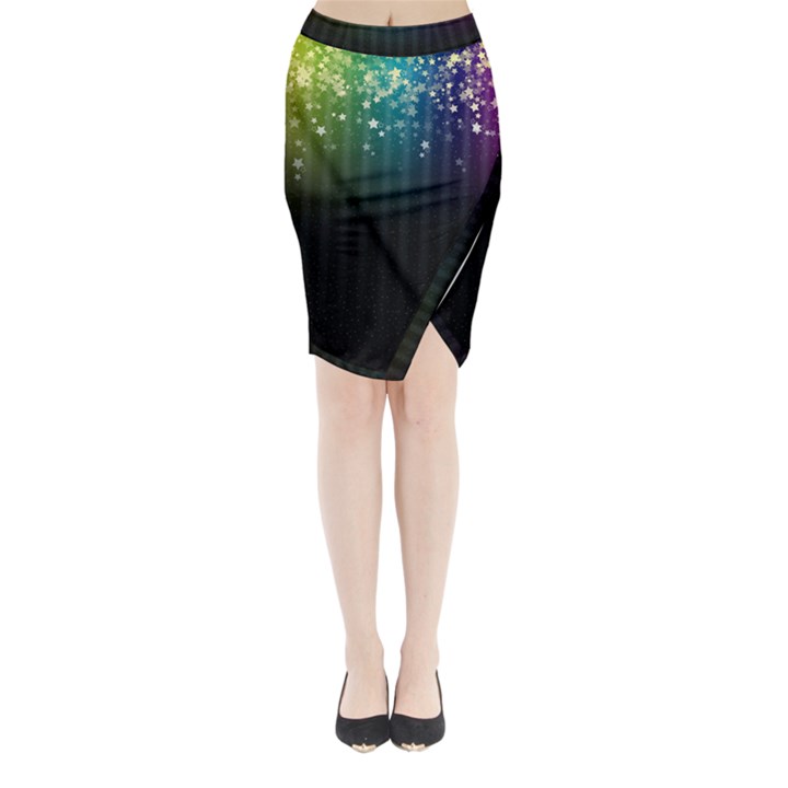 Colorful Space Rainbow Stars Midi Wrap Pencil Skirt