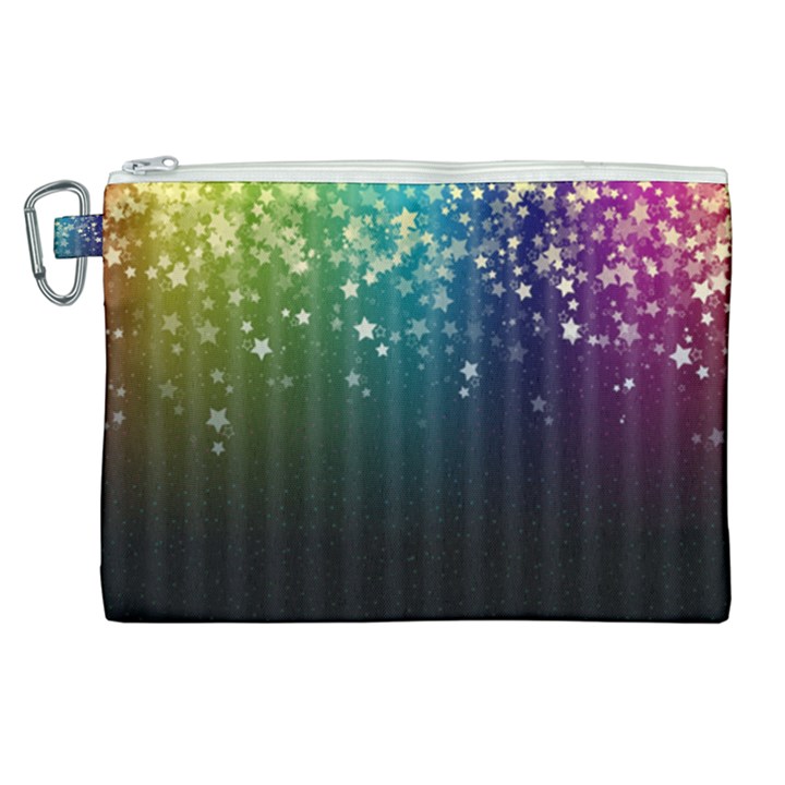 Colorful Space Rainbow Stars Canvas Cosmetic Bag (XL)