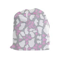 Pink Grey White Cow Print Drawstring Pouches (extra Large) by LoolyElzayat