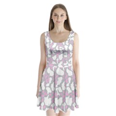 Pink Grey White Cow Print Split Back Mini Dress 