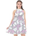 Pink Grey White Cow Print Halter Neckline Chiffon Dress  View1