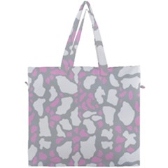 Pink Grey White Cow Print Canvas Travel Bag