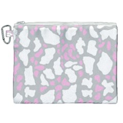 Pink Grey White Cow Print Canvas Cosmetic Bag (xxl) by LoolyElzayat