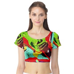 Untitled Island 6 Short Sleeve Crop Top by bestdesignintheworld