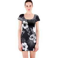 Tropical Pattern Short Sleeve Bodycon Dress