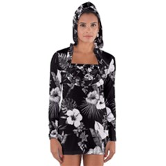 Tropical Pattern Long Sleeve Hooded T-shirt