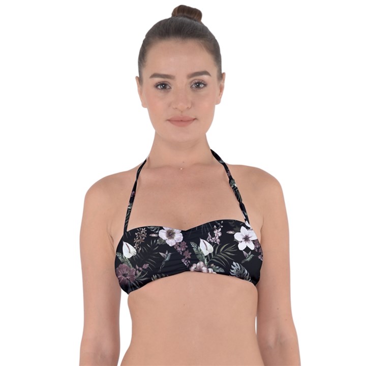 Tropical pattern Halter Bandeau Bikini Top