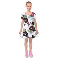 Tropical Pattern Kids  Short Sleeve Velvet Dress by Valentinaart