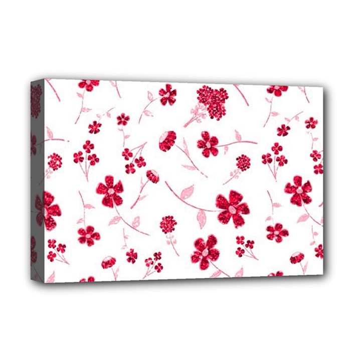 Sweet Shiny Floral Red Deluxe Canvas 18  x 12  