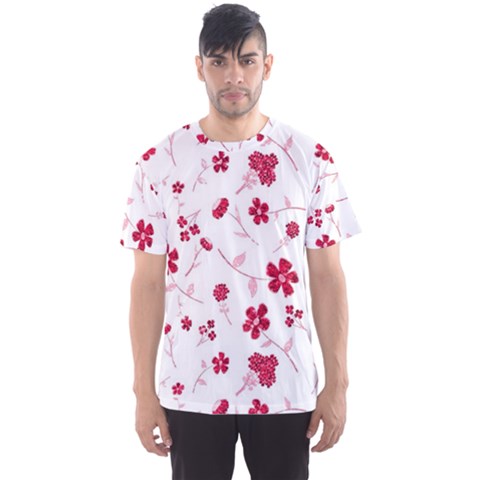 Sweet Shiny Floral Red Men s Sports Mesh Tee by ImpressiveMoments