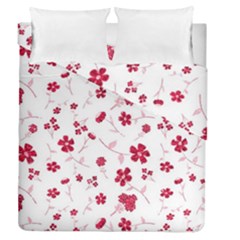 Sweet Shiny Floral Red Duvet Cover Double Side (queen Size) by ImpressiveMoments