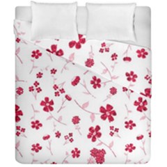 Sweet Shiny Floral Red Duvet Cover Double Side (california King Size) by ImpressiveMoments