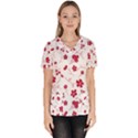 Sweet Shiny Floral Red Scrub Top View1