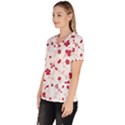 Sweet Shiny Floral Red Scrub Top View2