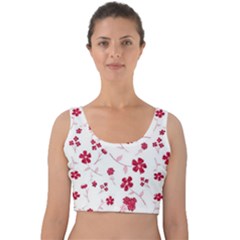 Sweet Shiny Floral Red Velvet Crop Top by ImpressiveMoments