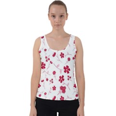 Sweet Shiny Floral Red Velvet Tank Top by ImpressiveMoments