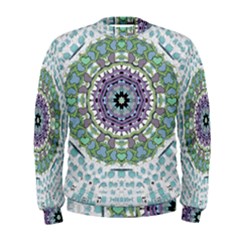 Hearts In A Decorative Star Flower Mandala Men s Sweatshirt by pepitasart